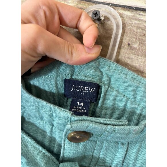 J.Crew Cropped Twill Paper Bag Pant 14 Aventurine Green Tie Waist - Picture 6 of 7
